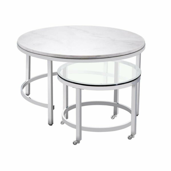 Bassett Miror Co Bassett Mirror  Jadyn Round Base Cocktail Table, Polished Chrome 3259-LR-121BEC